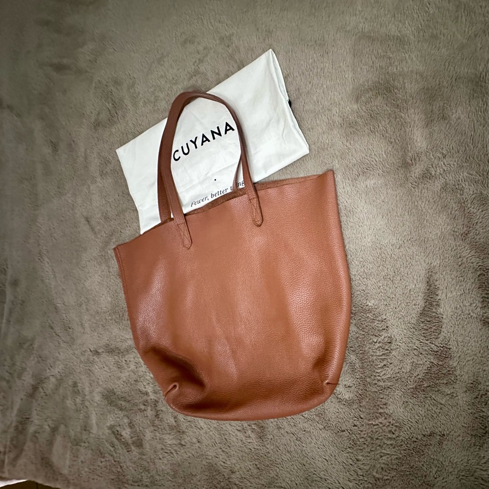 Cuyana Tan unstructured Leather Tote
